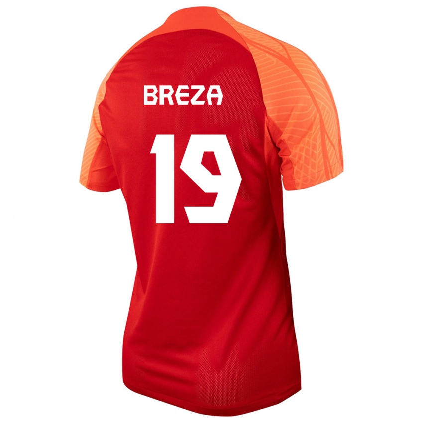 Kinder Kanadische Sebastian Breza #19 Orangefarben Heimtrikot Trikot 24-26 T-Shirt Belgien
