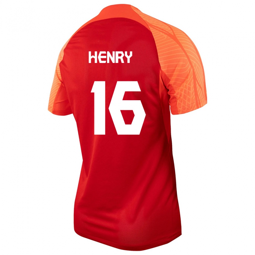 Kinder Kanadische Mael Henry #16 Orangefarben Heimtrikot Trikot 24-26 T-Shirt Belgien