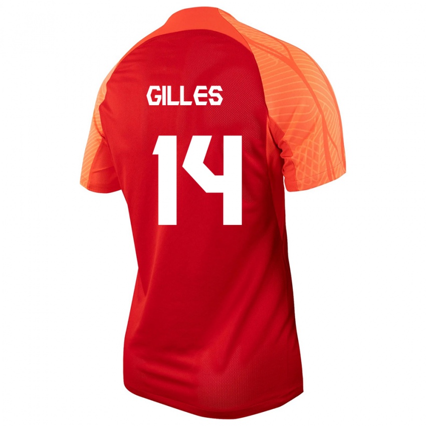 Kinder Kanadische Vanessa Gilles #14 Orangefarben Heimtrikot Trikot 24-26 T-Shirt Belgien
