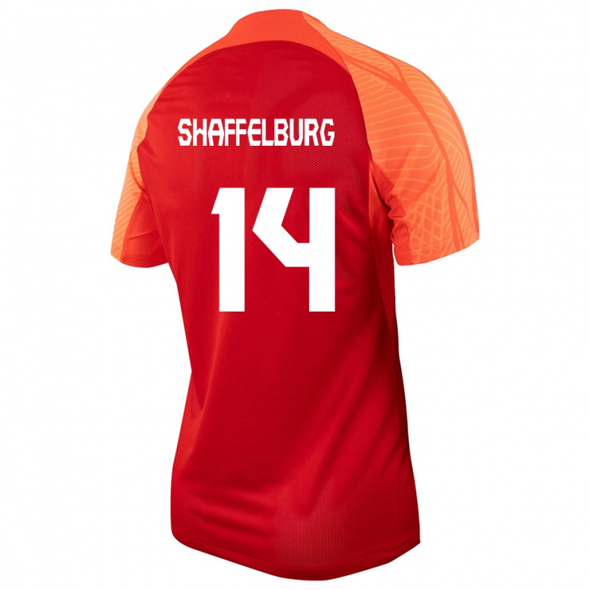 Kinder Kanadische Jacob Shaffelburg #14 Orangefarben Heimtrikot Trikot 24-26 T-Shirt Belgien