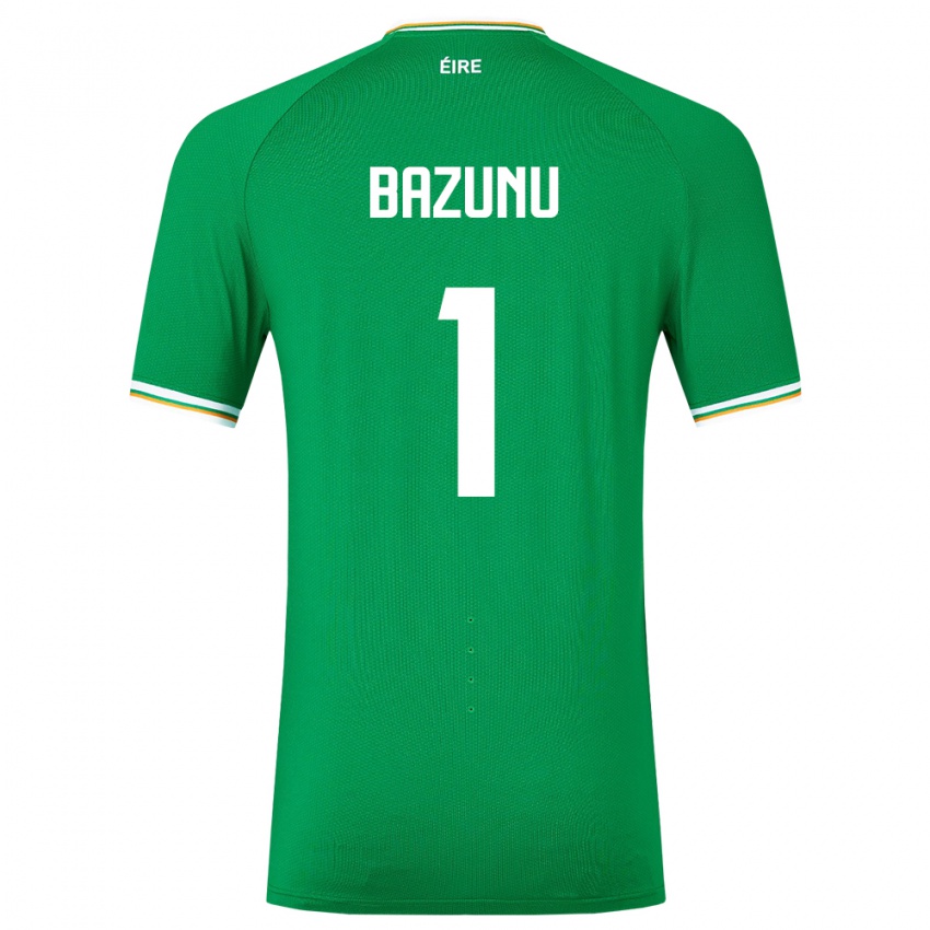 Enfant Maillot Irlande Gavin Bazunu #1 Vert Tenues Domicile 24-26 T-Shirt Belgique