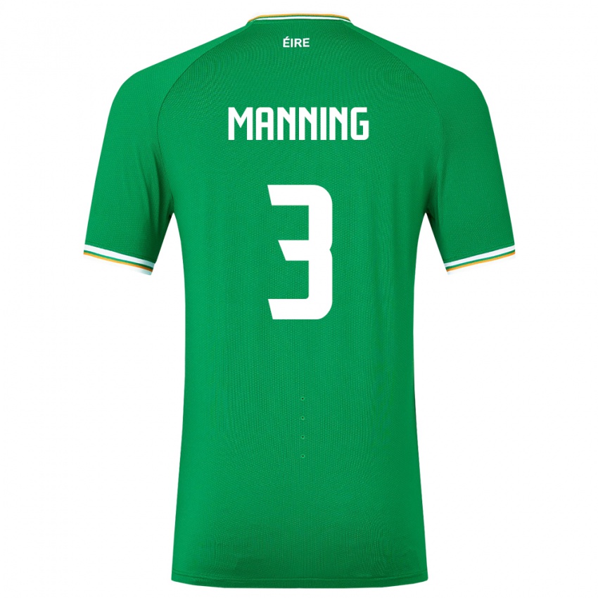 Enfant Maillot Irlande Ryan Manning #3 Vert Tenues Domicile 24-26 T-Shirt Belgique