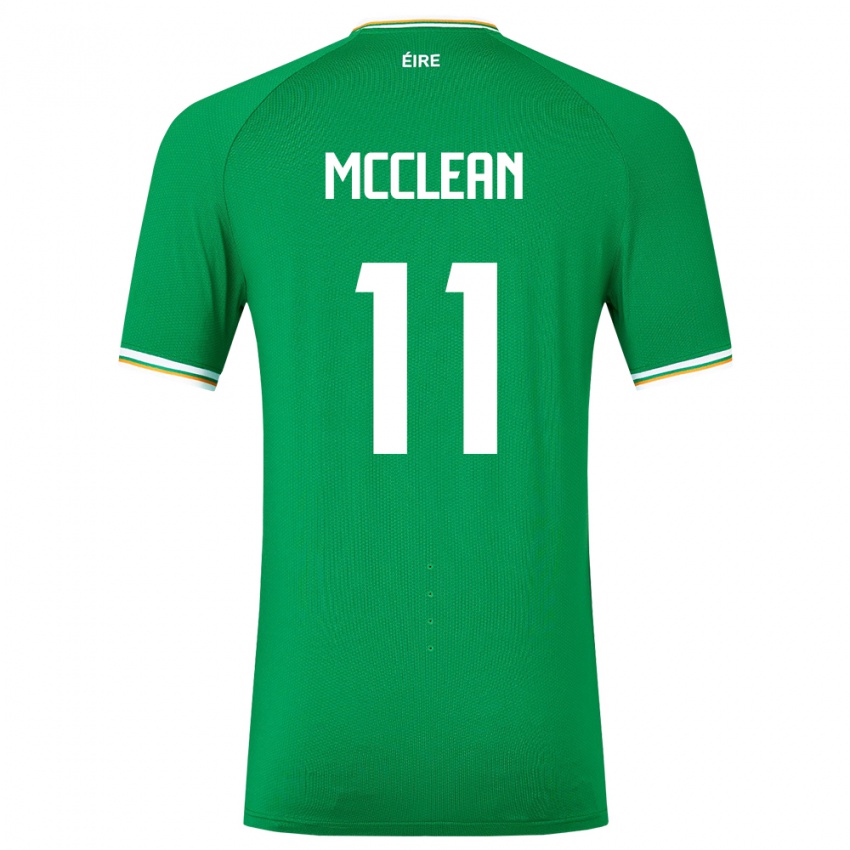 Enfant Maillot Irlande James Mcclean #11 Vert Tenues Domicile 24-26 T-Shirt Belgique