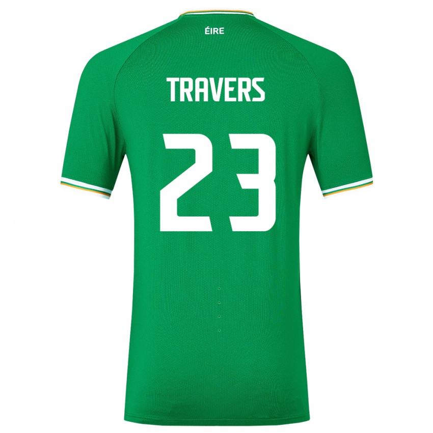 Kinder Irische Mark Travers #23 Grün Heimtrikot Trikot 24-26 T-Shirt Belgien