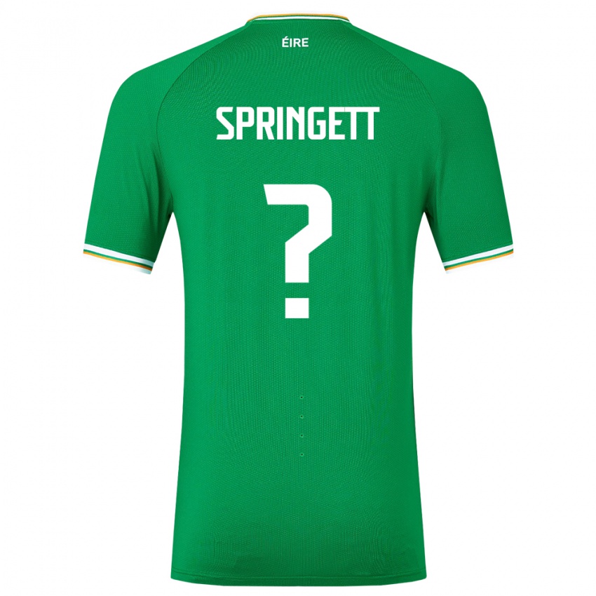 Kinder Irische Tony Springett #0 Grün Heimtrikot Trikot 24-26 T-Shirt Belgien