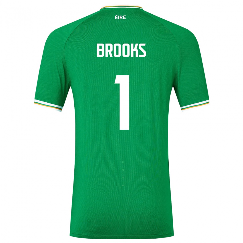 Enfant Maillot Irlande Tiernan Brooks #1 Vert Tenues Domicile 24-26 T-Shirt Belgique