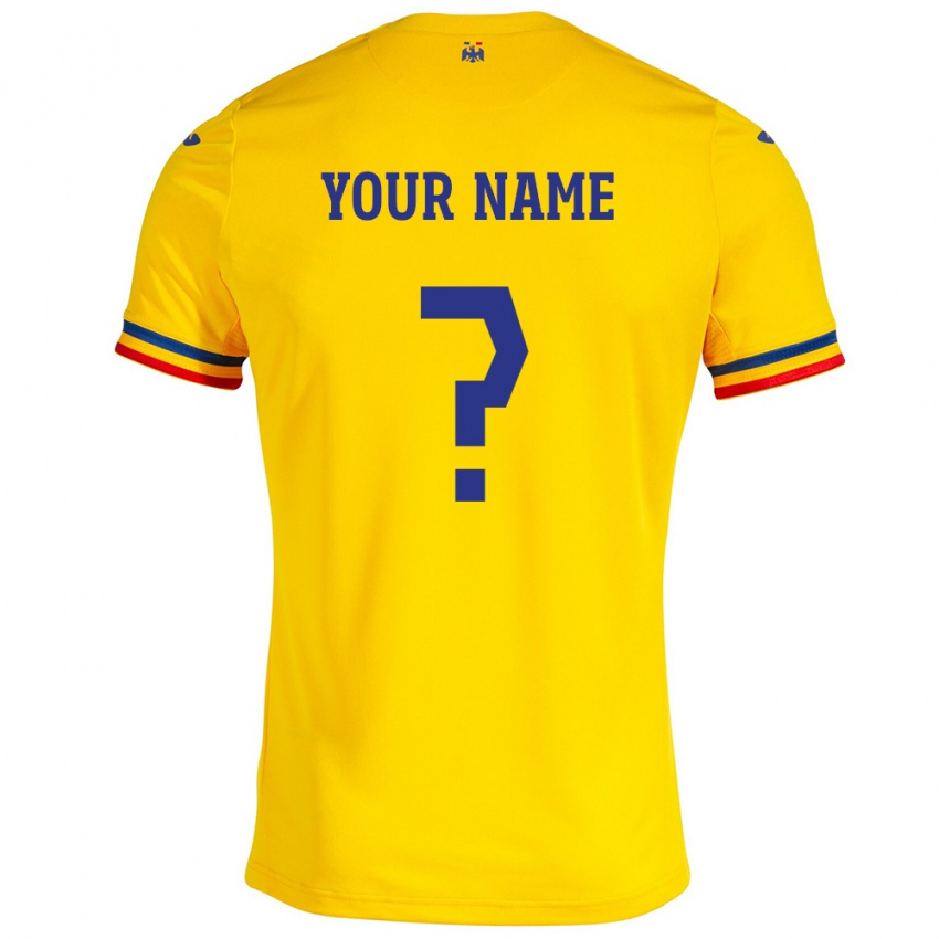 Kinder Rumänische Ihren Namen #0 Gelb Heimtrikot Trikot 24-26 T-Shirt Belgien