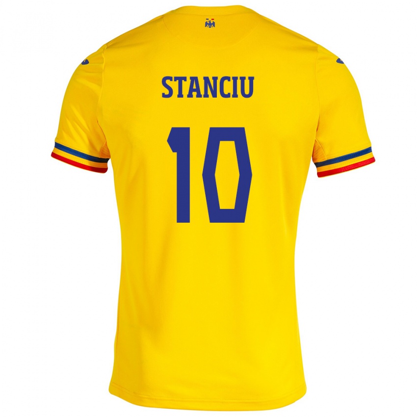 Enfant Maillot Roumanie Nicolae Stanciu #10 Jaune Tenues Domicile 24-26 T-Shirt Belgique