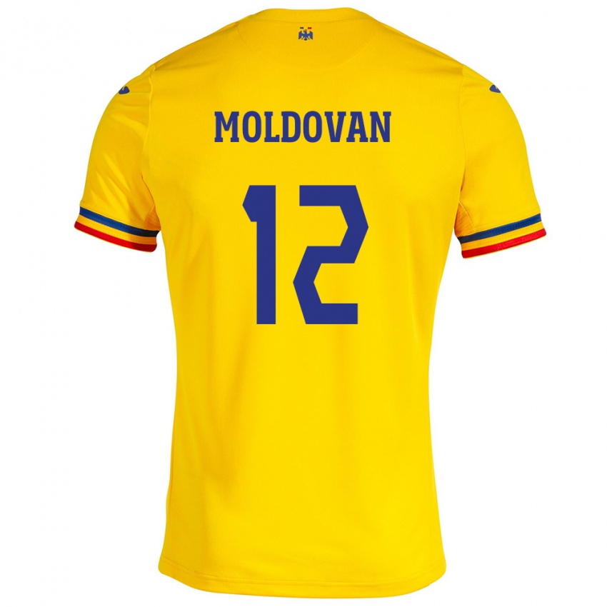 Enfant Maillot Roumanie Horaţiu Moldovan #12 Jaune Tenues Domicile 24-26 T-Shirt Belgique