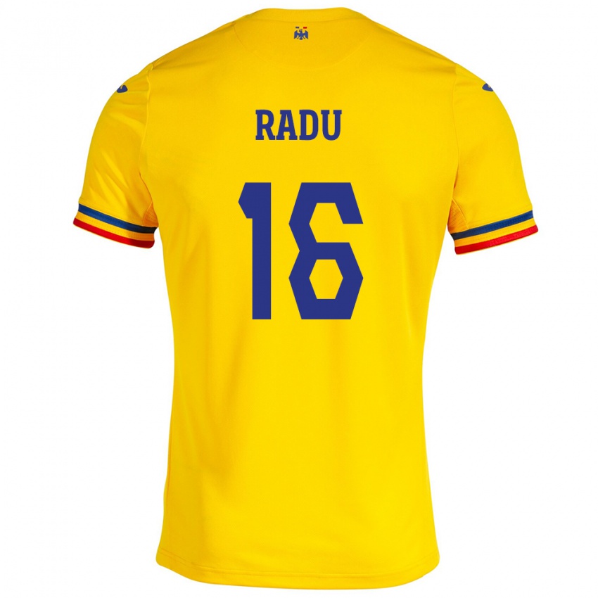 Kinder Rumänische Andrei Radu #16 Gelb Heimtrikot Trikot 24-26 T-Shirt Belgien
