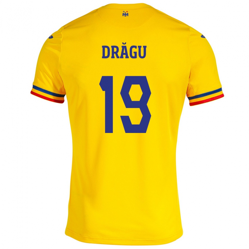 Kinder Rumänische Denis Drăguş #19 Gelb Heimtrikot Trikot 24-26 T-Shirt Belgien