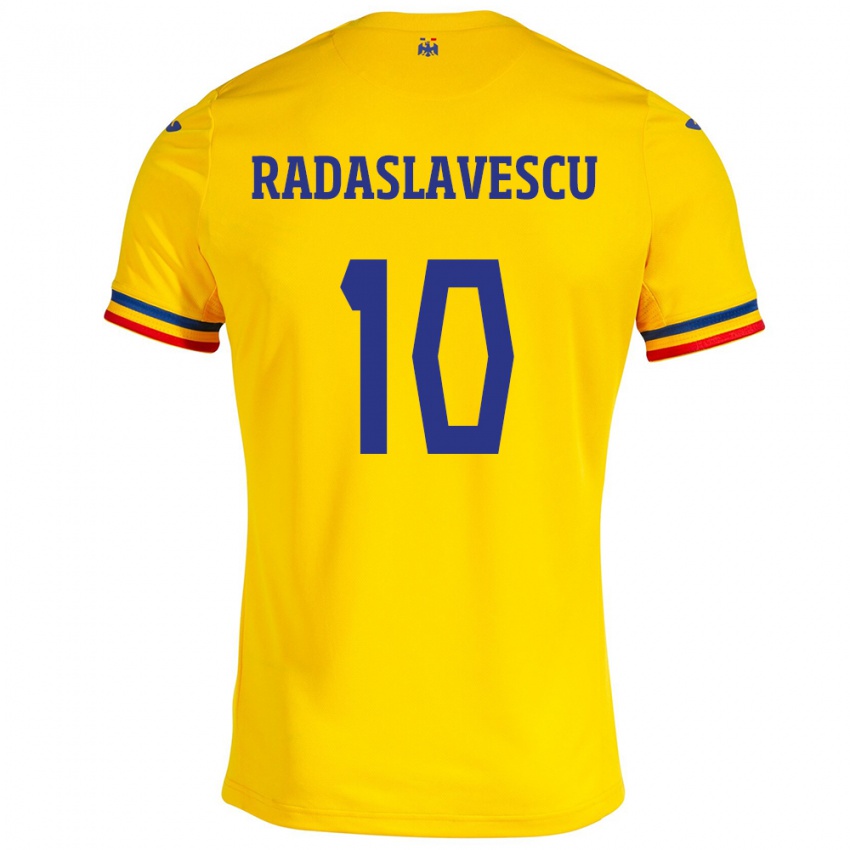 Kinderen Roemenië Eduard Radaslavescu #10 Geel Thuisshirt Thuistenue 24-26 T-Shirt België
