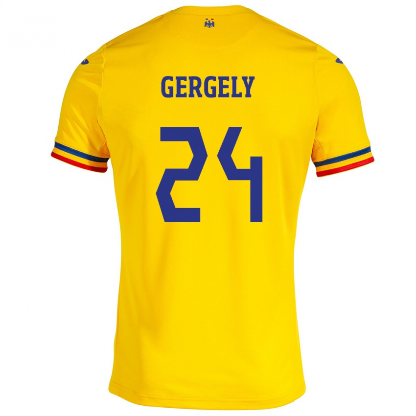 Kinderen Roemenië Botond Gergely #24 Geel Thuisshirt Thuistenue 24-26 T-Shirt België