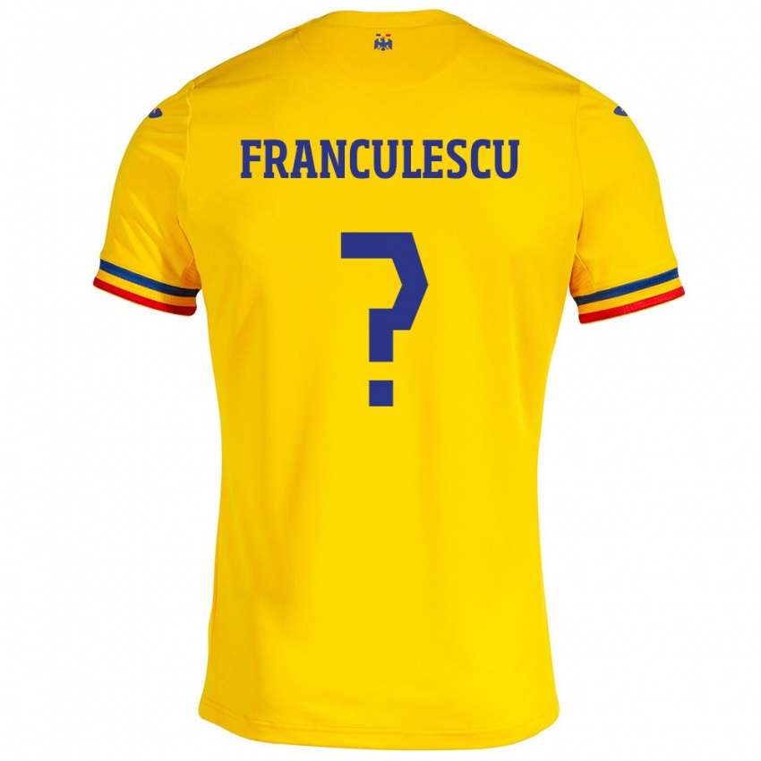 Kinderen Roemenië Adrian Frânculescu #0 Geel Thuisshirt Thuistenue 24-26 T-Shirt België