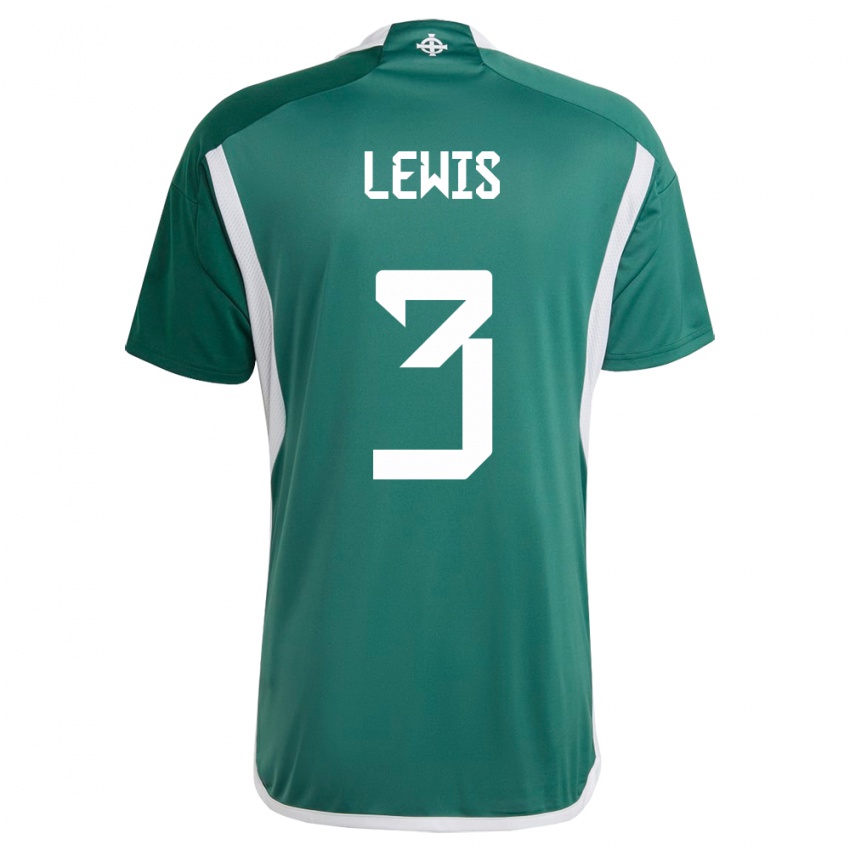 Kinder Nordirland Jamal Lewis #3 Grün Heimtrikot Trikot 24-26 T-Shirt Belgien