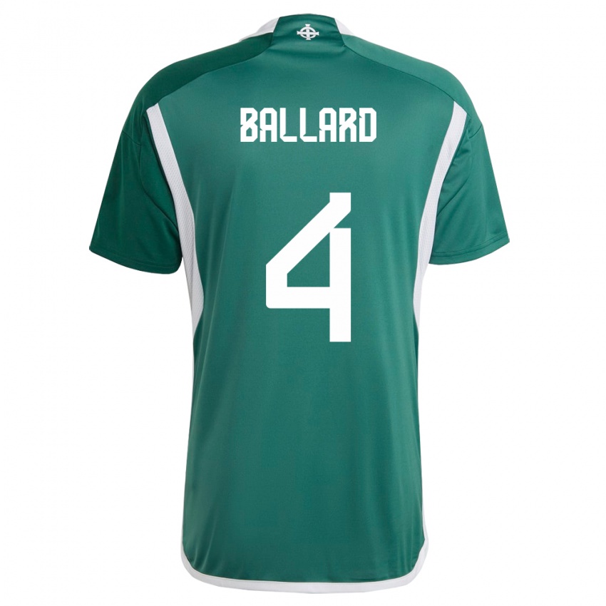 Kinder Nordirland Daniel Ballard #4 Grün Heimtrikot Trikot 24-26 T-Shirt Belgien