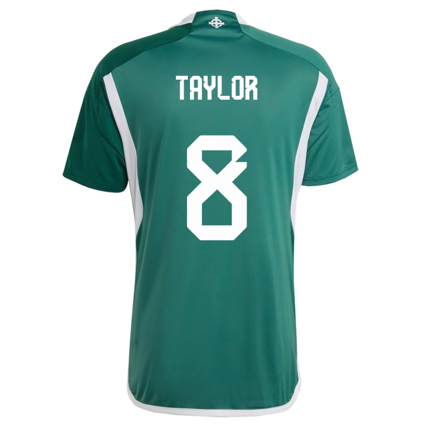 Kinder Nordirland Dale Taylor #8 Grün Heimtrikot Trikot 24-26 T-Shirt Belgien