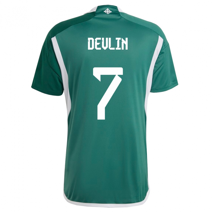 Kinder Nordirland Terry Devlin #7 Grün Heimtrikot Trikot 24-26 T-Shirt Belgien