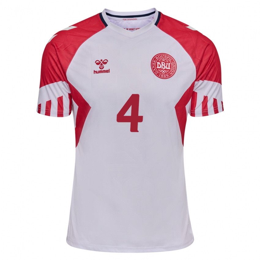 Kinder Dänische Rikke Sevecke #4 Weiß Auswärtstrikot Trikot 24-26 T-Shirt Belgien