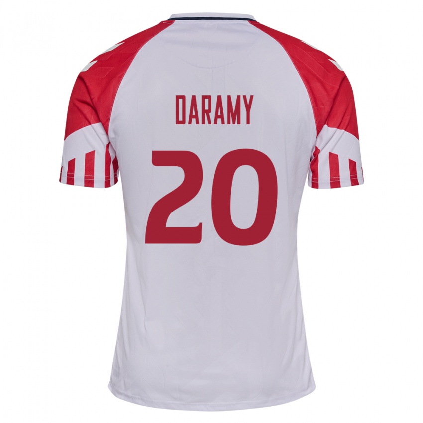 Kinder Dänische Mohamed Daramy #20 Weiß Auswärtstrikot Trikot 24-26 T-Shirt Belgien