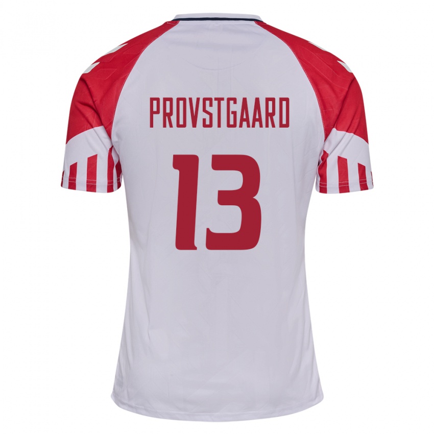 Kinder Dänische Oliver Provstgaard #13 Weiß Auswärtstrikot Trikot 24-26 T-Shirt Belgien