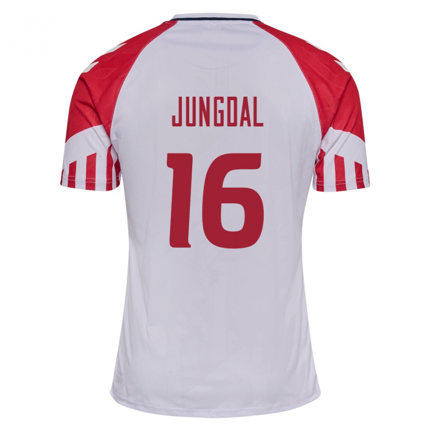 Kinder Dänische Andreas Jungdal #16 Weiß Auswärtstrikot Trikot 24-26 T-Shirt Belgien