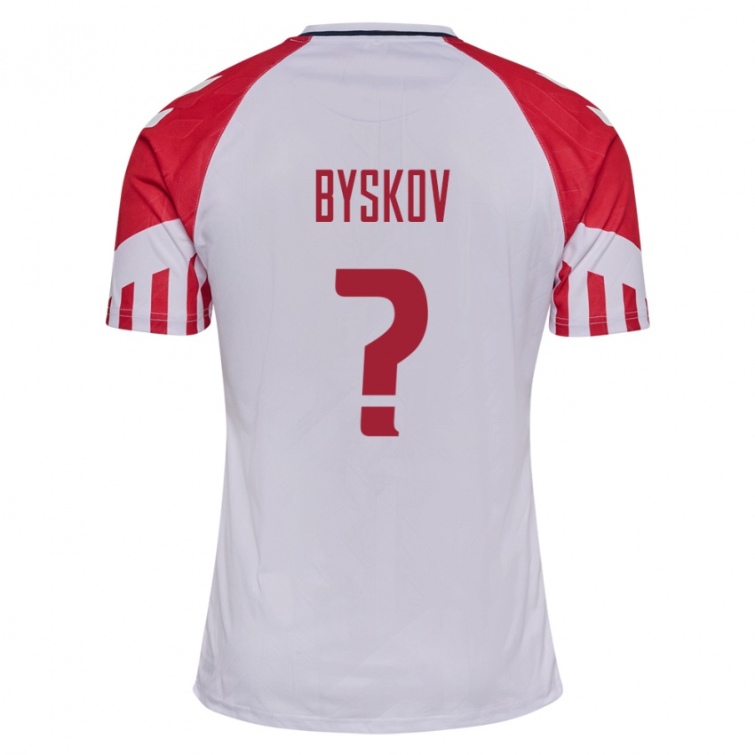 Kinder Dänische Valdemar Byskov #0 Weiß Auswärtstrikot Trikot 24-26 T-Shirt Belgien