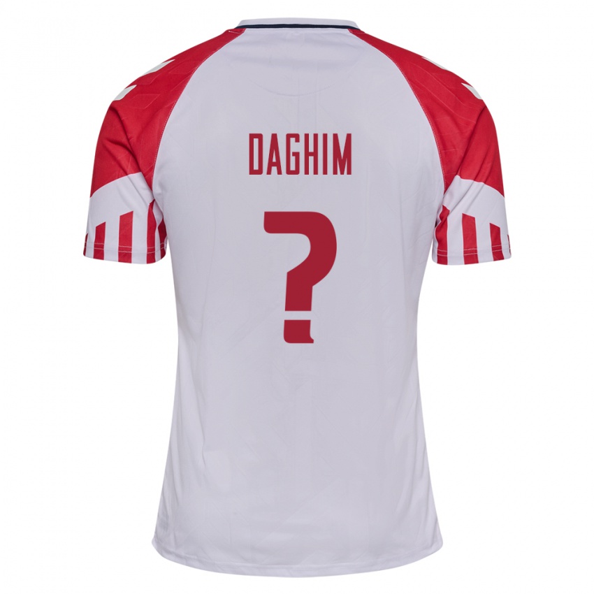 Kinder Dänische Adam Daghim #0 Weiß Auswärtstrikot Trikot 24-26 T-Shirt Belgien