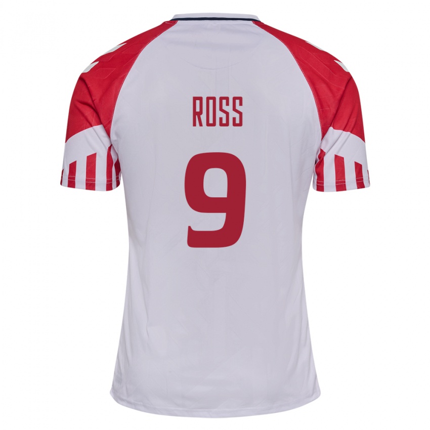 Kinder Dänische Oliver Ross #9 Weiß Auswärtstrikot Trikot 24-26 T-Shirt Belgien