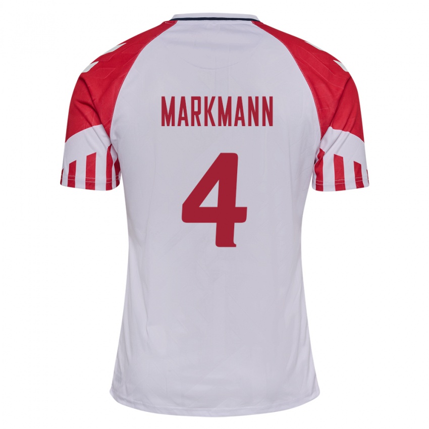 Kinder Dänische Noah Markmann #4 Weiß Auswärtstrikot Trikot 24-26 T-Shirt Belgien