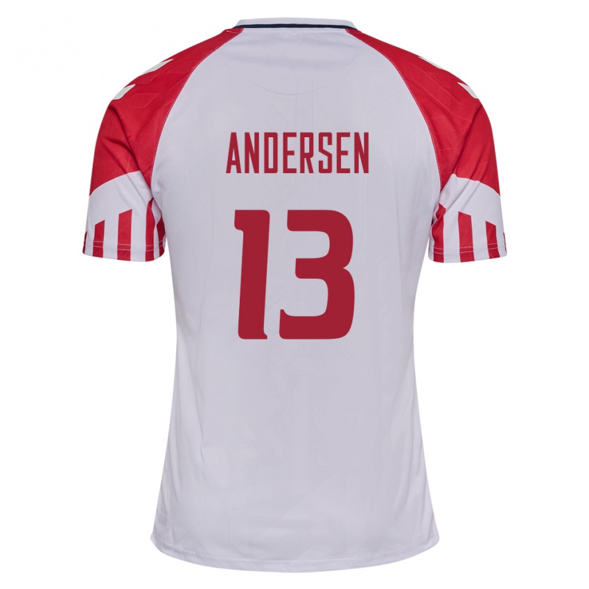 Kinder Dänische Frej Andersen #13 Weiß Auswärtstrikot Trikot 24-26 T-Shirt Belgien