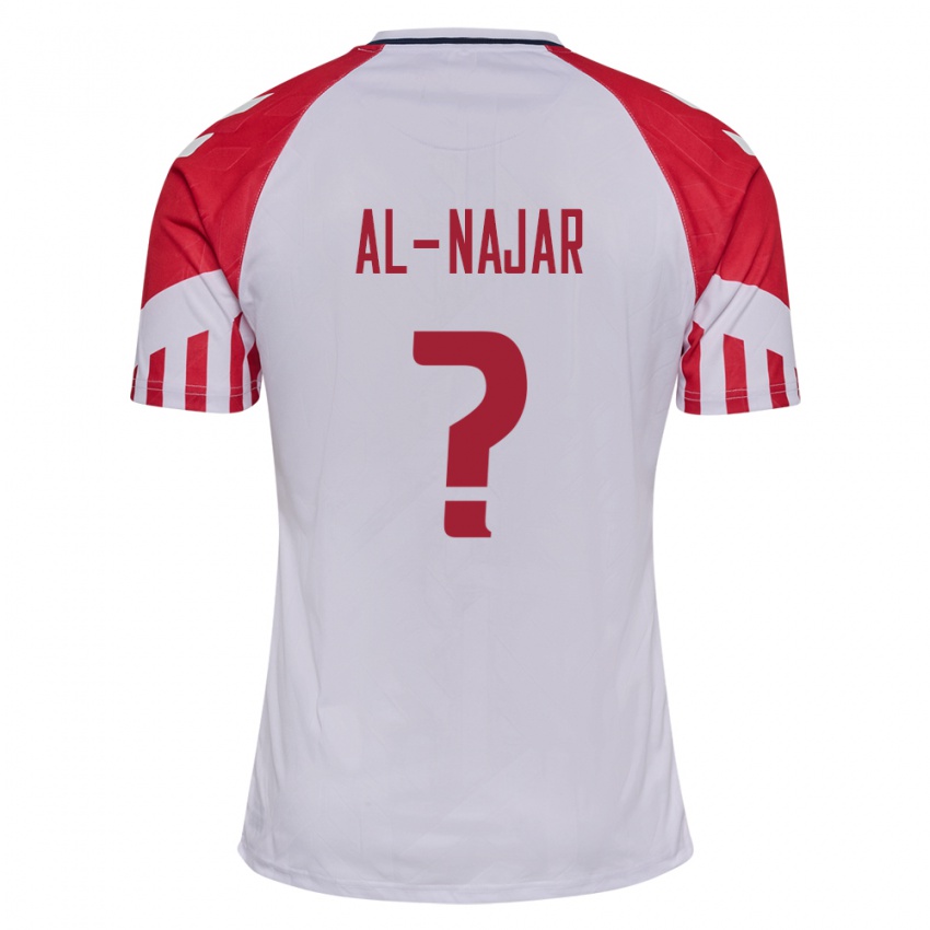 Kinder Dänische Ali Al-Najar #0 Weiß Auswärtstrikot Trikot 24-26 T-Shirt Belgien