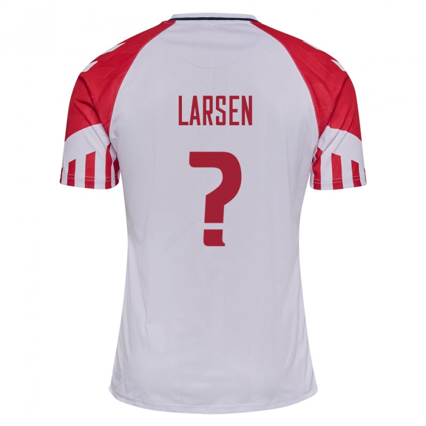 Kinder Dänische Sander Larsen #0 Weiß Auswärtstrikot Trikot 24-26 T-Shirt Belgien