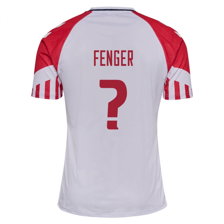 Kinder Dänische Oskar Fenger #0 Weiß Auswärtstrikot Trikot 24-26 T-Shirt Belgien