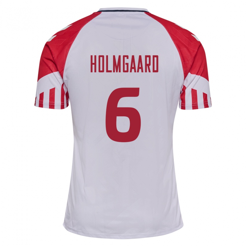 Kinder Dänische Karen Holmgaard #6 Weiß Auswärtstrikot Trikot 24-26 T-Shirt Belgien