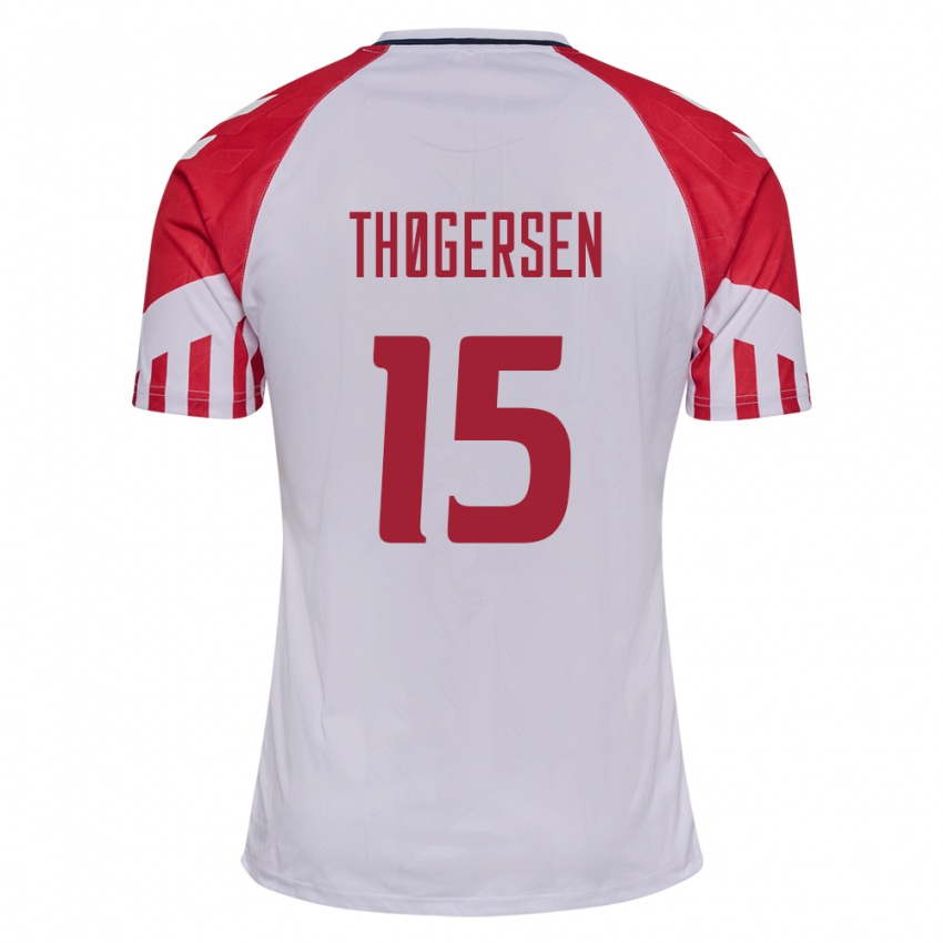 Kinder Dänische Frederikke Thøgersen #15 Weiß Auswärtstrikot Trikot 24-26 T-Shirt Belgien