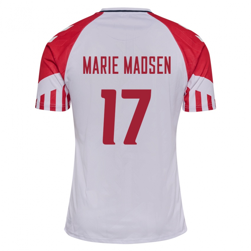 Kinder Dänische Rikke Marie Madsen #17 Weiß Auswärtstrikot Trikot 24-26 T-Shirt Belgien