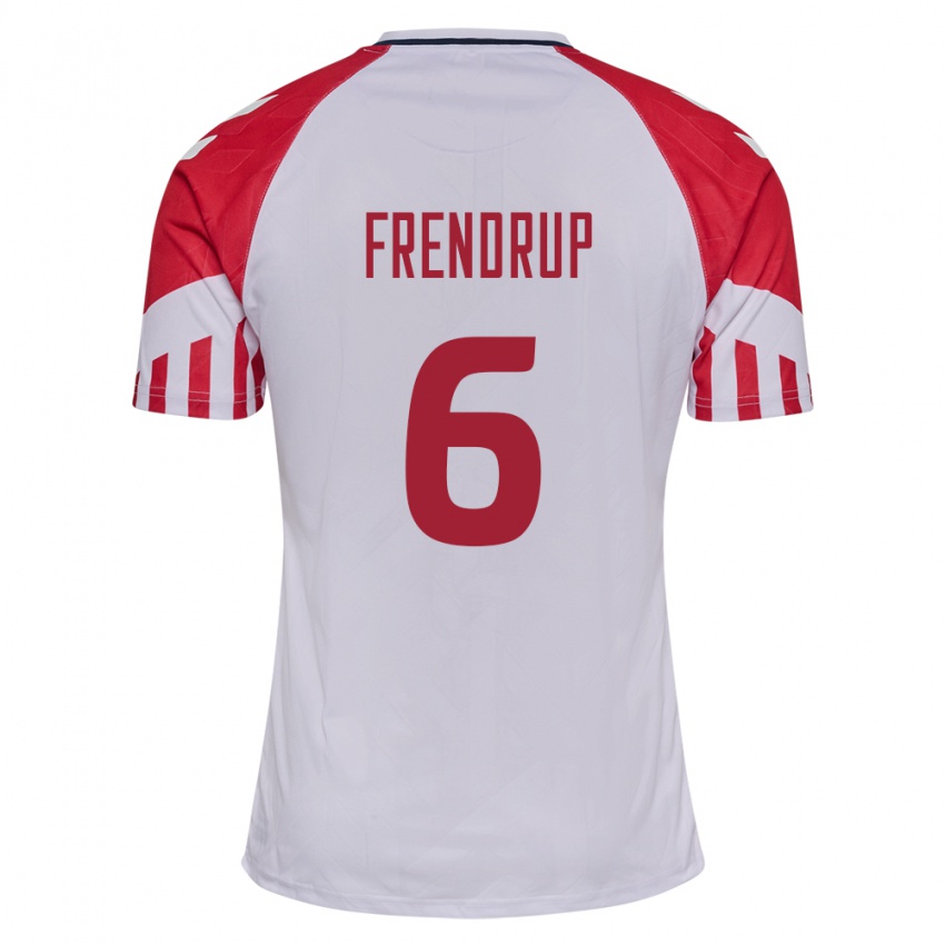 Kinder Dänische Morten Frendrup #6 Weiß Auswärtstrikot Trikot 24-26 T-Shirt Belgien