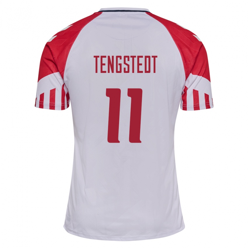 Kinder Dänische Casper Tengstedt #11 Weiß Auswärtstrikot Trikot 24-26 T-Shirt Belgien
