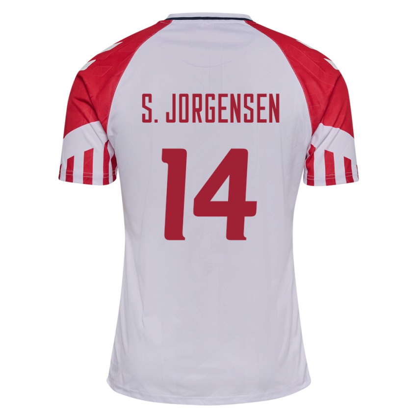 Kinder Dänische Sebastian Jorgensen #14 Weiß Auswärtstrikot Trikot 24-26 T-Shirt Belgien