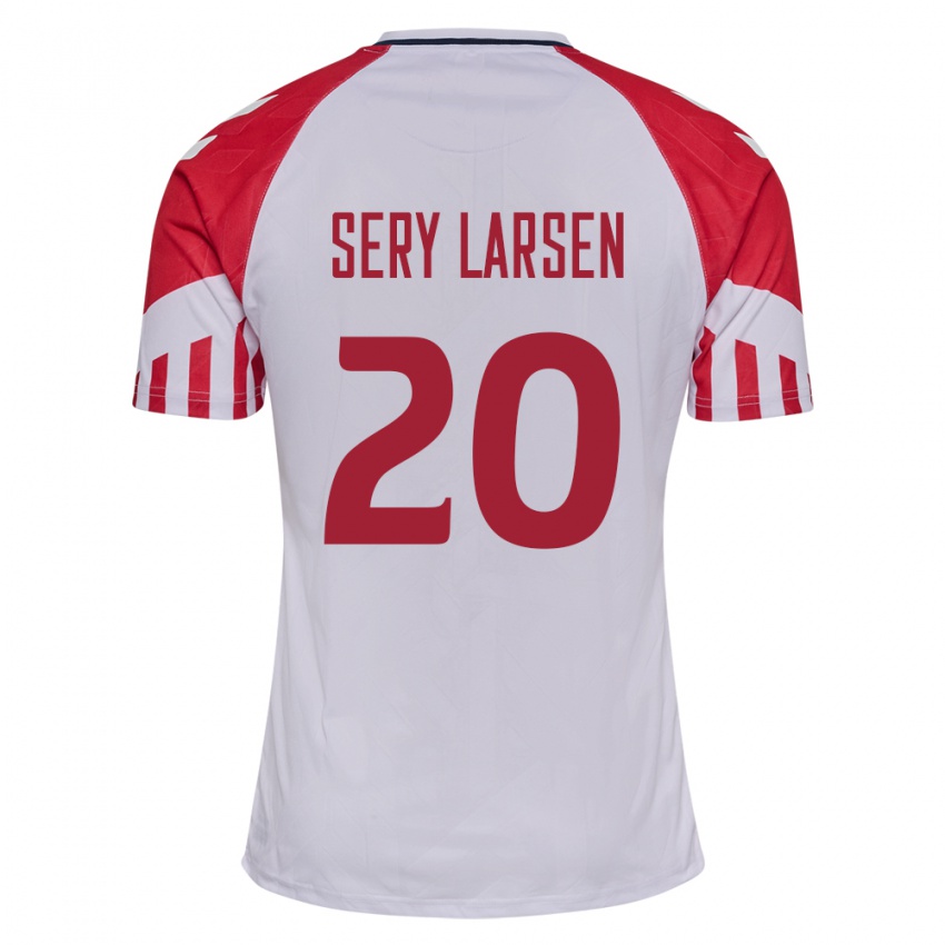 Kinder Dänische Japhet Sery Larsen #20 Weiß Auswärtstrikot Trikot 24-26 T-Shirt Belgien
