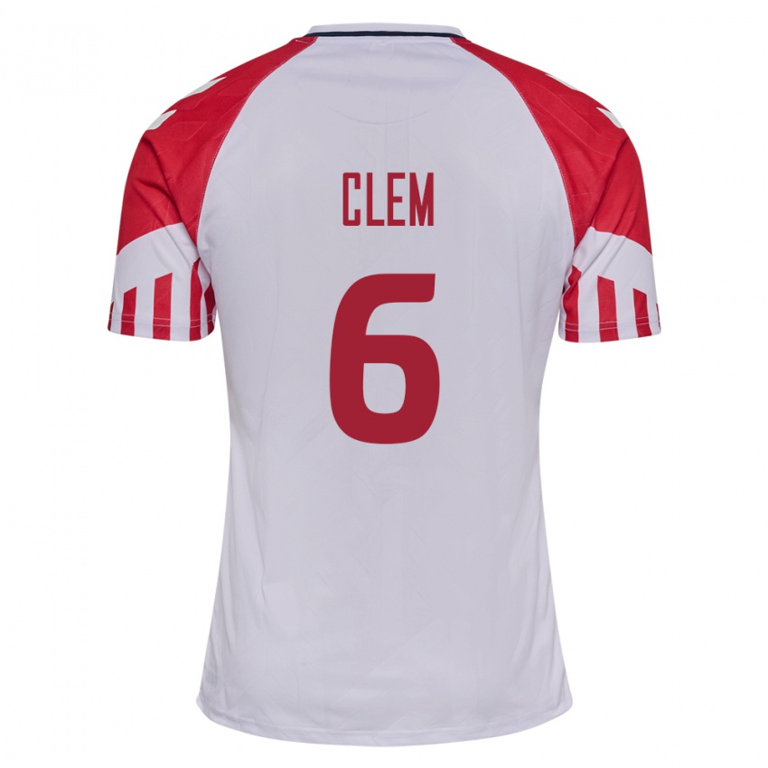 Kinder Dänische William Clem #6 Weiß Auswärtstrikot Trikot 24-26 T-Shirt Belgien