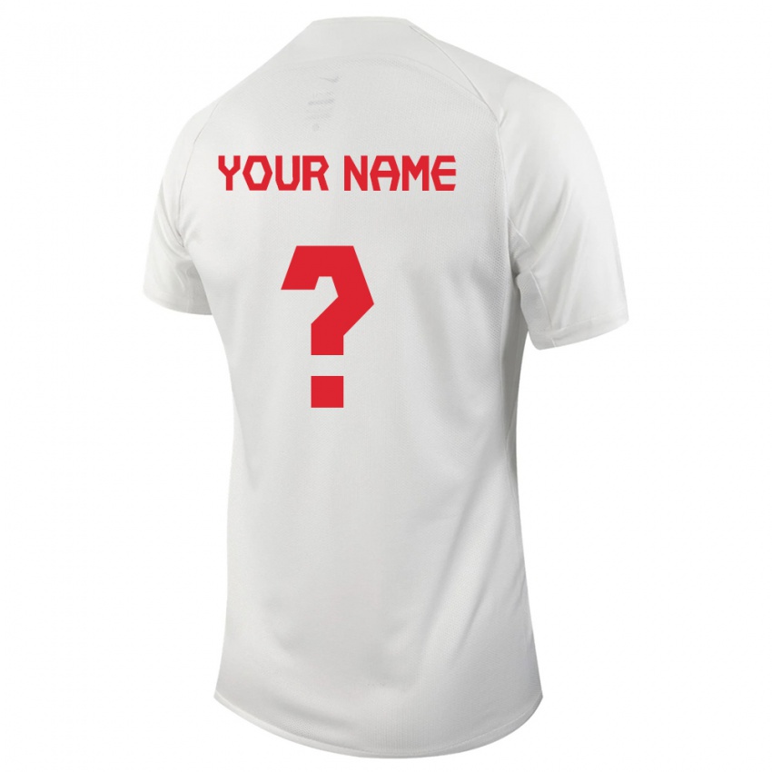 Enfant Maillot Canada Votre Nom #0 Blanc Tenues Extérieur 24-26 T-Shirt Belgique