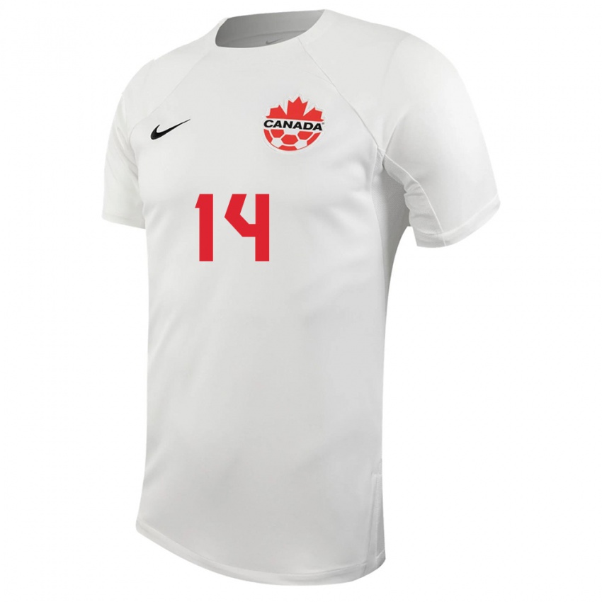 Kinder Kanadische Tyler Londono #14 Weiß Auswärtstrikot Trikot 24-26 T-Shirt Belgien