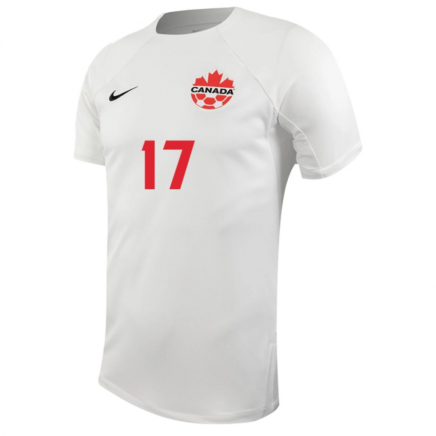 Kinder Kanadische Cyle Larin #17 Weiß Auswärtstrikot Trikot 24-26 T-Shirt Belgien