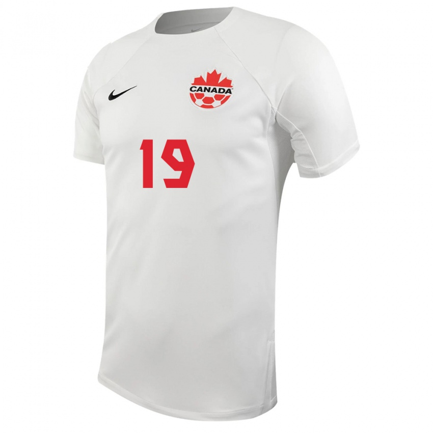 Kinder Kanadische Alphonso Davies #19 Weiß Auswärtstrikot Trikot 24-26 T-Shirt Belgien