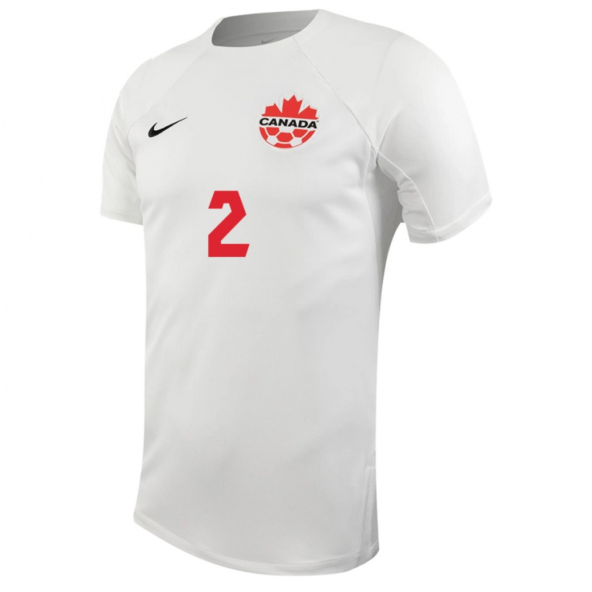 Kinder Kanadische Alistair Johnston #2 Weiß Auswärtstrikot Trikot 24-26 T-Shirt Belgien