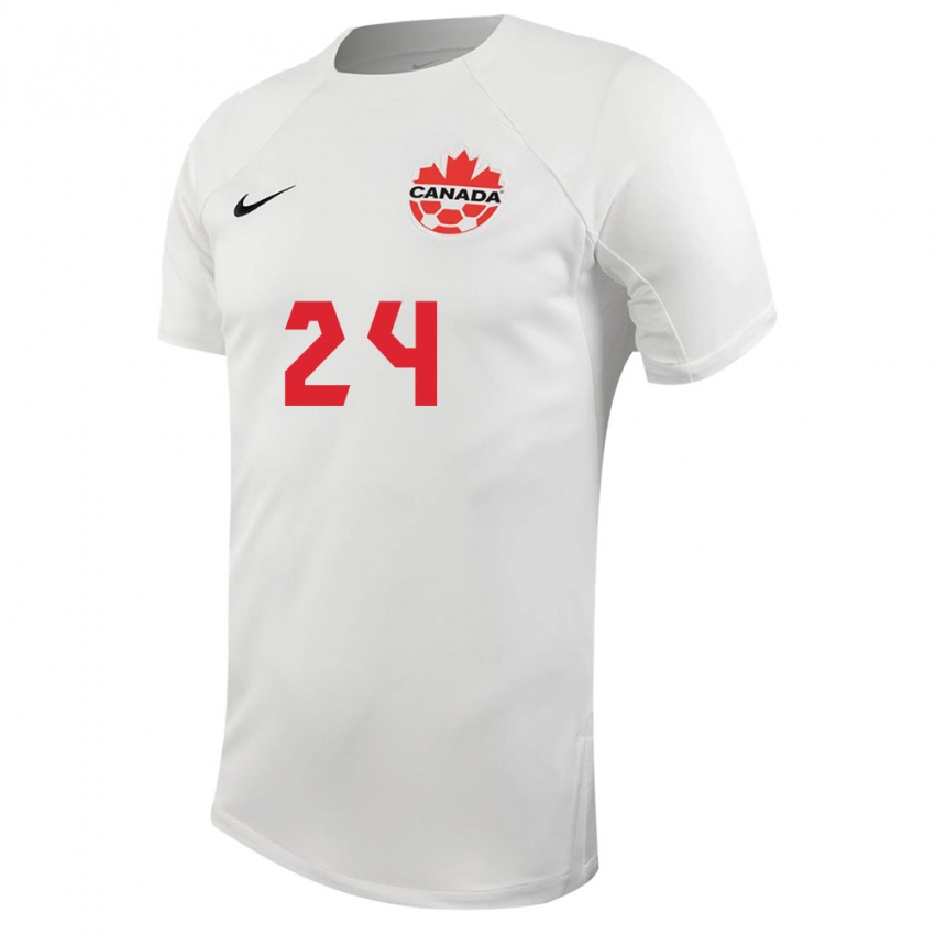 Kinder Kanadische Joel Waterman #24 Weiß Auswärtstrikot Trikot 24-26 T-Shirt Belgien