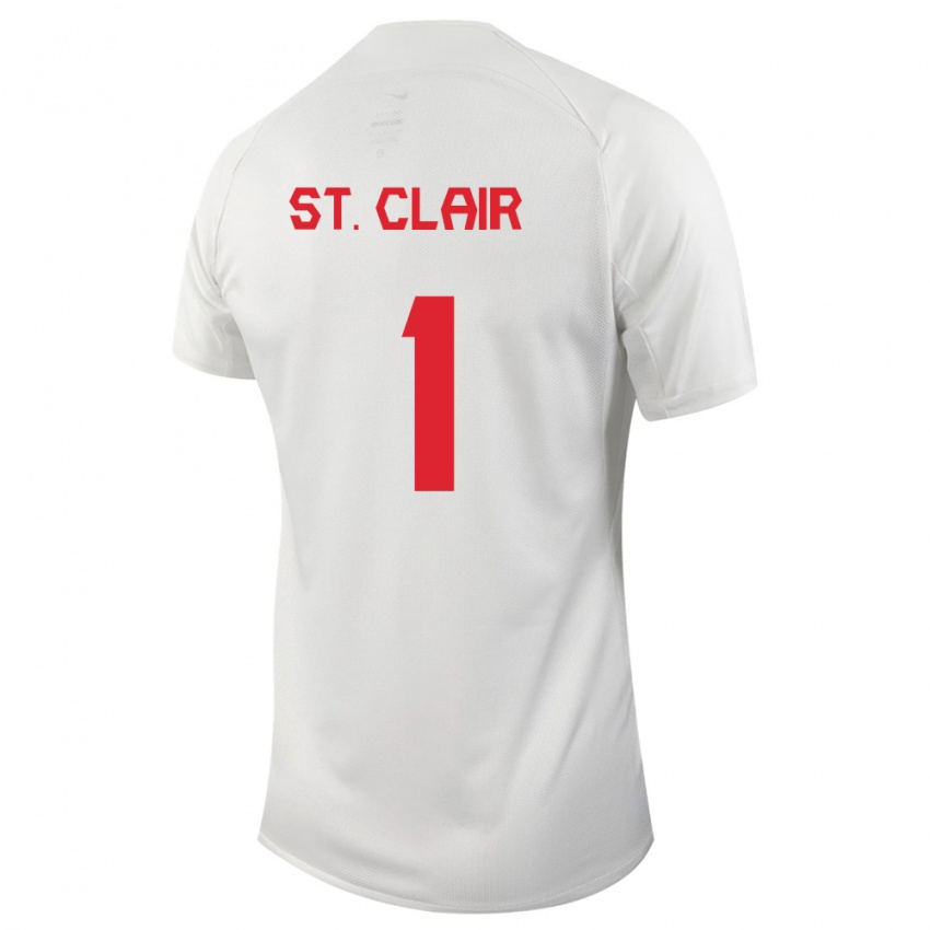 Kinder Kanadische Dayne St Clair #1 Weiß Auswärtstrikot Trikot 24-26 T-Shirt Belgien