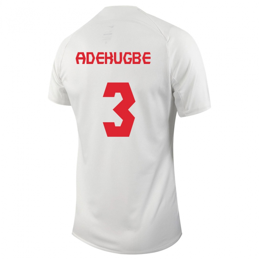 Kinder Kanadische Samuel Adekugbe #3 Weiß Auswärtstrikot Trikot 24-26 T-Shirt Belgien